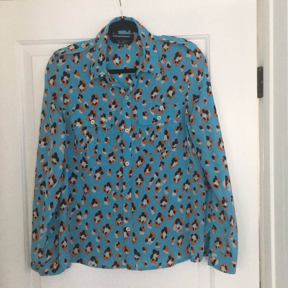 Silk blouse with leopard print